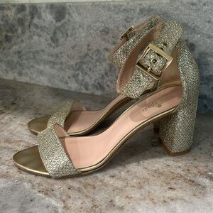 Kate Spade Gold Glitter Heeled Sandals